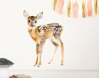 Nursery Decor, Nursery Baby Deer, Woodland Deer Decor, Nursery Art, Nursery Deer Decor, Baby Deer Nursery - PVC free, Fabric Wall Decal