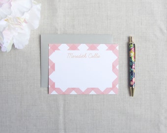 Buffalo Check Pattern | Personalized Stationery | Set of 10 Flat Note Cards | Custom Note Cards