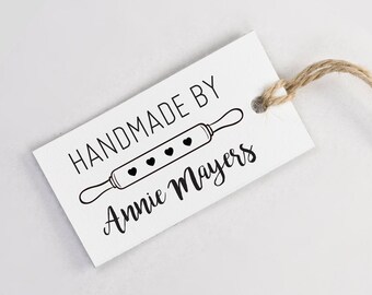 Custom Handmade By Stamp -Baking - Rolling Pin - Made With Love Stamp with Handle