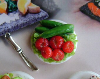 Dollshouse Food ,salad tomatoes and zucchini platter