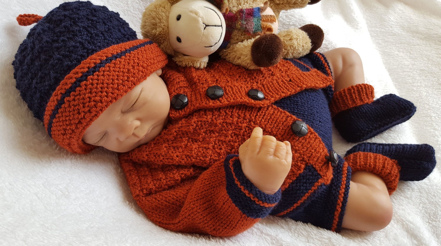 Baby Knitting Pattern Boys or Reborn Dolls Sweater Set