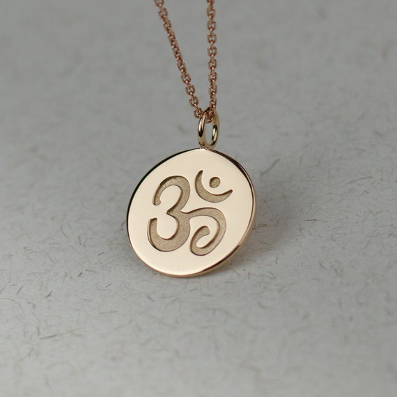 Solid Gold Om Necklace. Choose from 14K / 18K / 22K Yellow