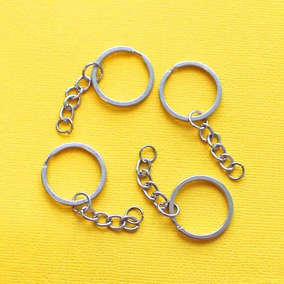 BULK 50 Key Chain Rings Silver Tone 25mm with by BohemianFindings
