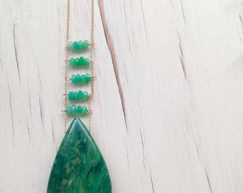 Jade Necklace Jade Pendant Necklace Chrysoprase Jewelry Gemstone Jewelry ONE OF A KIND