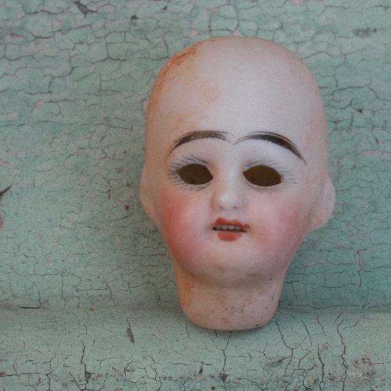 Broken Doll Head Antique German Porcelain Small Bisque Doll