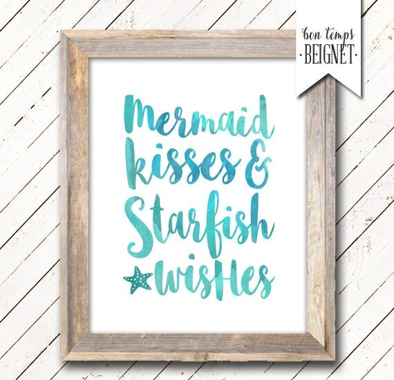 Download Mermaid Kisses and Starfish Wishes PRINTABLE ART