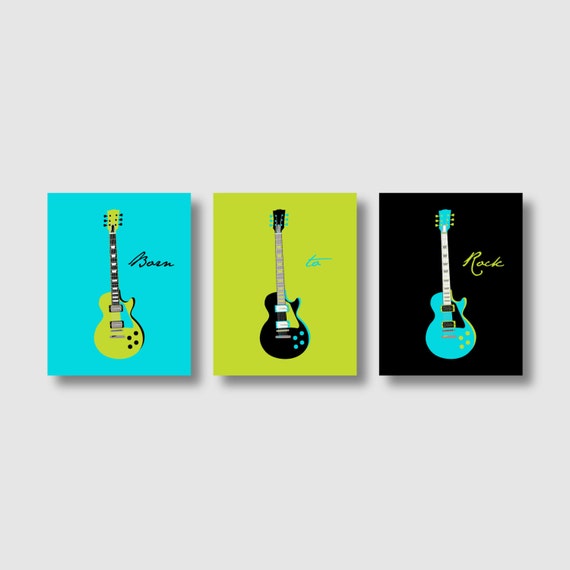 Guitar Art Modern Guitar Print Groovy Guitars Wall Art