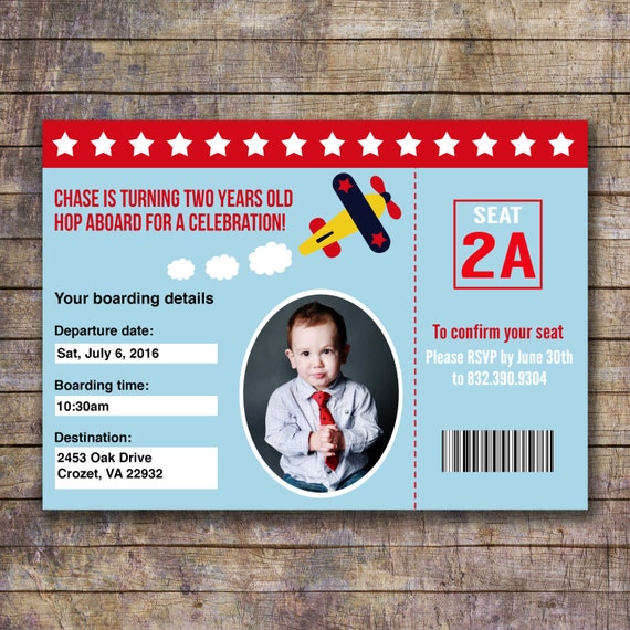 printable kids airplane ticket invite