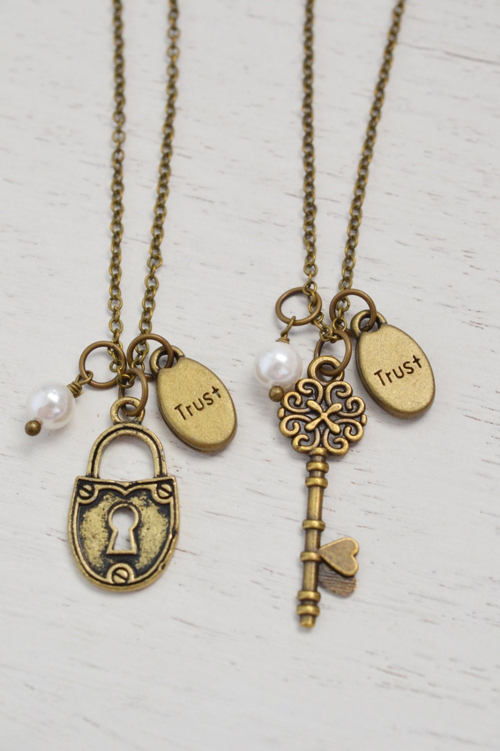 best friend necklace friendship gift heart key jewelry lock