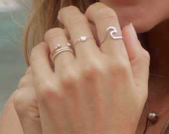 Wave Ring, Silver, Hammered, Handmade Hawaii Beach Jewelry, Surfer Girl Rings, Christmas Gift idea, Mermaid Accessory, Surf Ocean Fashion