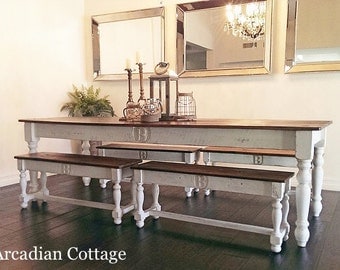 8 Foot Farm Table Handmade with Reclaimed Barn Wood by Arcadian Cottage