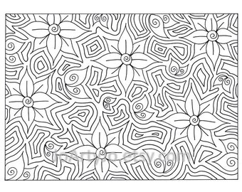 Zentangle Inspired Printable Coloring Page Hearts and Flowers