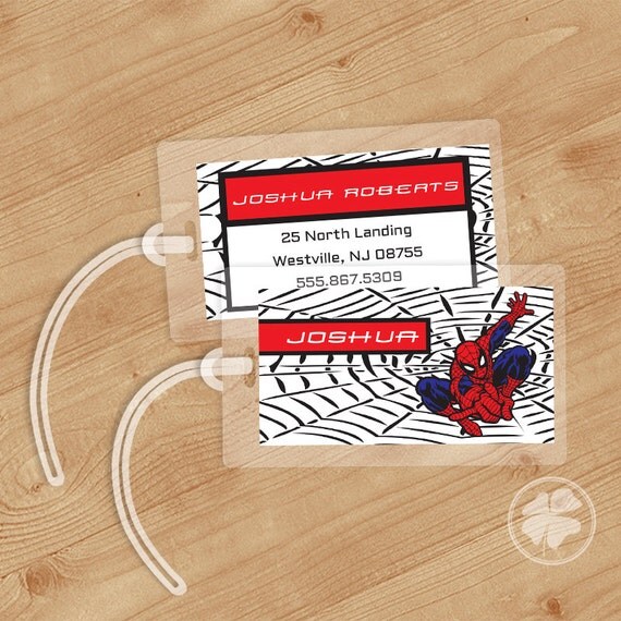 Spiderman - Luggage Tag, Bag Tag, Backpack Tag, ID Tags, Personalized, Custom Il_570xn