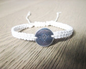 Compass Bracelet, Hemp Bracelet, Long Distance Relationship, Best Friend Gift, Moving Away Gift