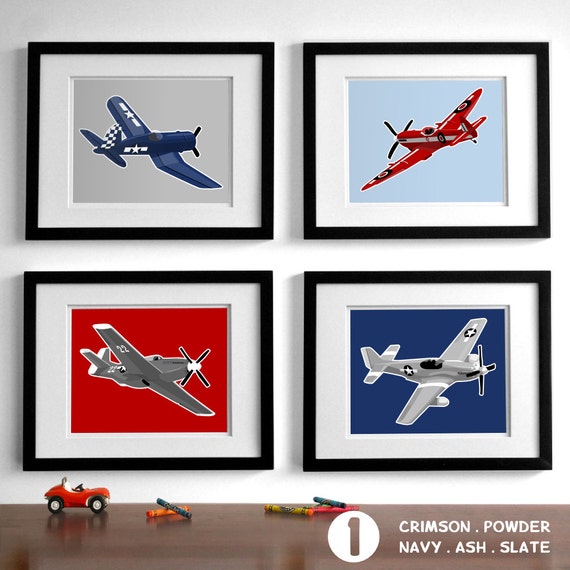 Airplane Wall Art airplane nursery art vintage airplanes childrens art set of Airplane Wall Art airplane nursery art vintage airplanes childrens art set of