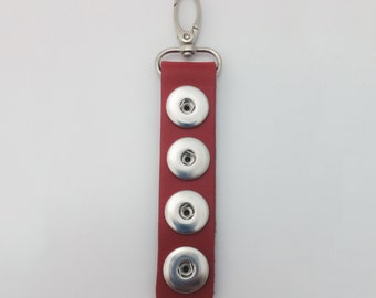 1 Red Leather Keychain - FITS 18MM Candy Snap Charm Jewelry Silver Limited Edition CJ0429
