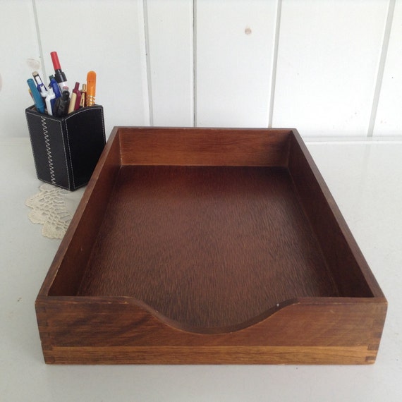 Carver Wooden Legal Desk File Tray Wood Dovetailed Walnut