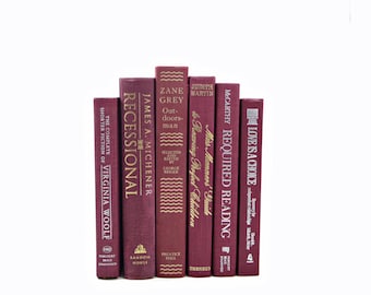 Burgundy Wine Decorative Books, Wedding , Book Decor, Home Decor, Book Collection, Interior Design, red