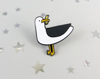Seagull Enamel Pin Badge - pin - fun enamel pin - pin brooch - gift for friend - jewellery - pin - brooch - enamel pin