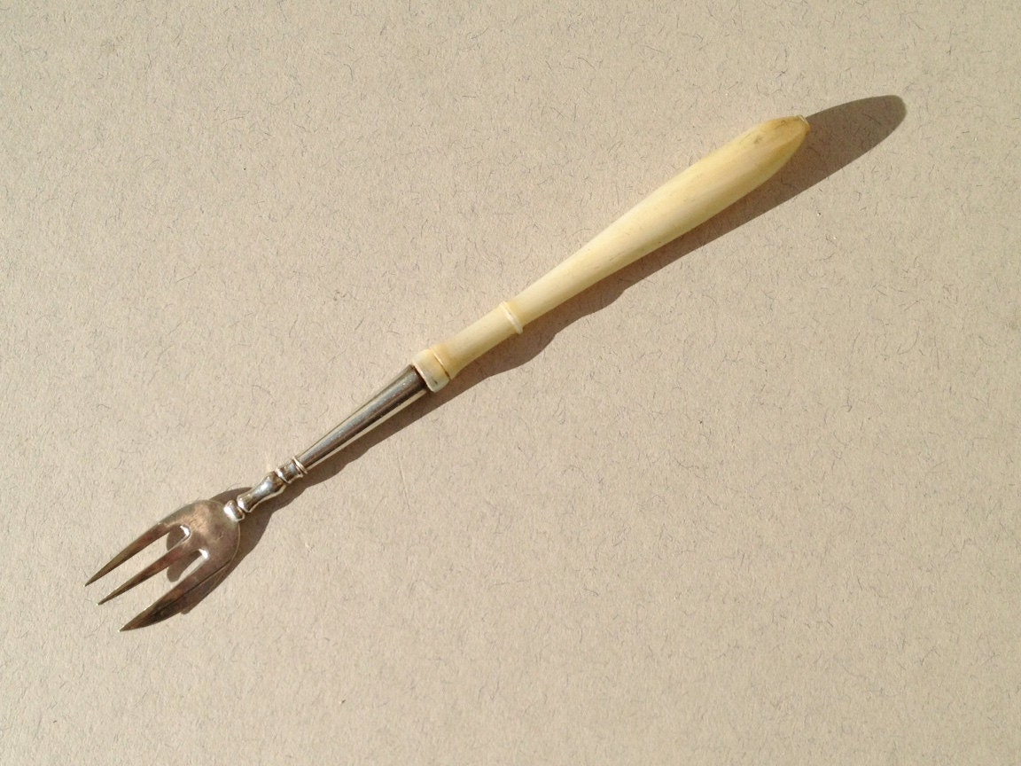 Victorian sterling silver pickle fork Antique solid silver
