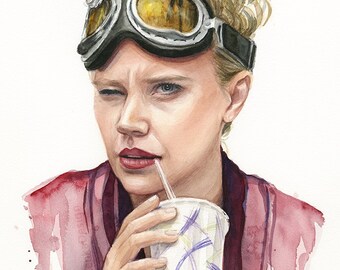 Jillian Holtzmann Portrait, Watercolor Print, Holtzmann Art, Ghostbusters Art, Ghostbusters Holtzmann Painting, Kate McKinnon Portrait Print