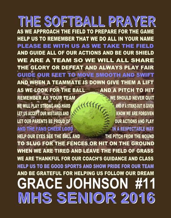 The Softball Prayer personalized Softball Prayer Softball