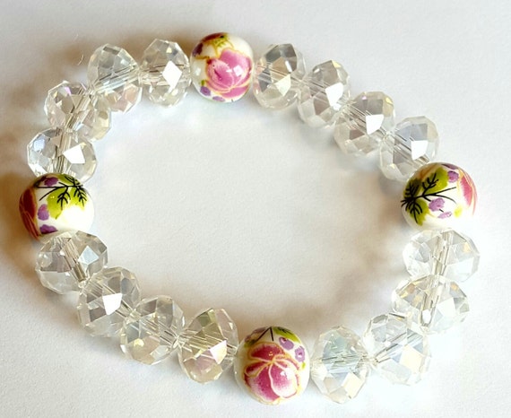Swarovski Crystal Beaded Bracelet With Ceramic Beads T
