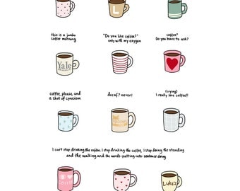 Coffee of Gilmore Girls Print - Hand-Illustrated
