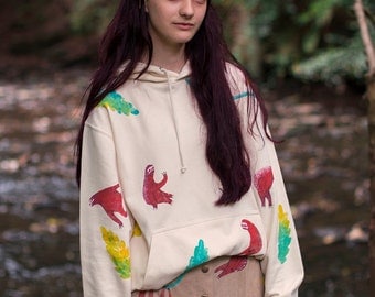 Hand Painted Sloths Hooded Sweater