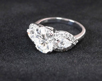 3 stone diamond ring | Etsy