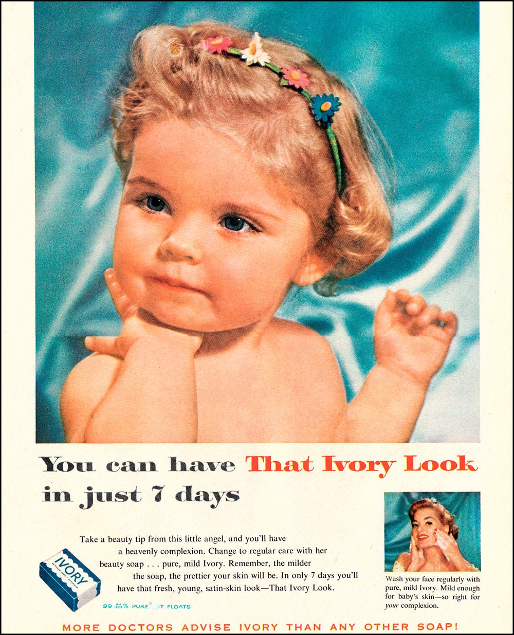 1956 Vintage Ad Ivory Soap Baby Girl That Ivory