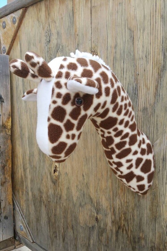 stuffed giraffe head wall mount