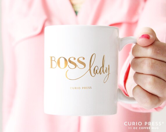 boss lady gold and white mug