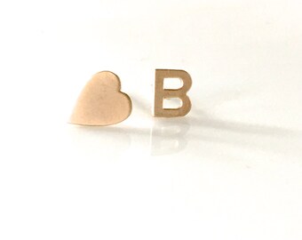 Gold Initial Stud Earrings, Alphabet Earring Post, 14K gold plated, 925 Sterling Silver Posts, Monogram Earrings,Initial Earring Posts