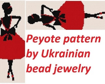 Lady in red dress dyi Beaded Jewelry and beading Pattern peyote stitch bracelet supply women pattern delica diy girls patterns craft diy