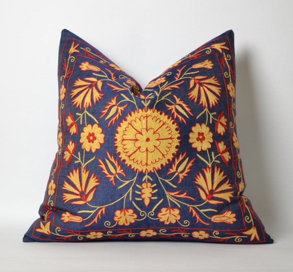 Embroidered pillow suzani cushion cover decorative suzani