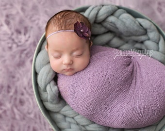 Newborn Wrap Set, Lavender Wrap Set, Lavender Knit Wrap, Photography Prop, Newborn Wrap Set, Photography Prop, Knit Wrap Set