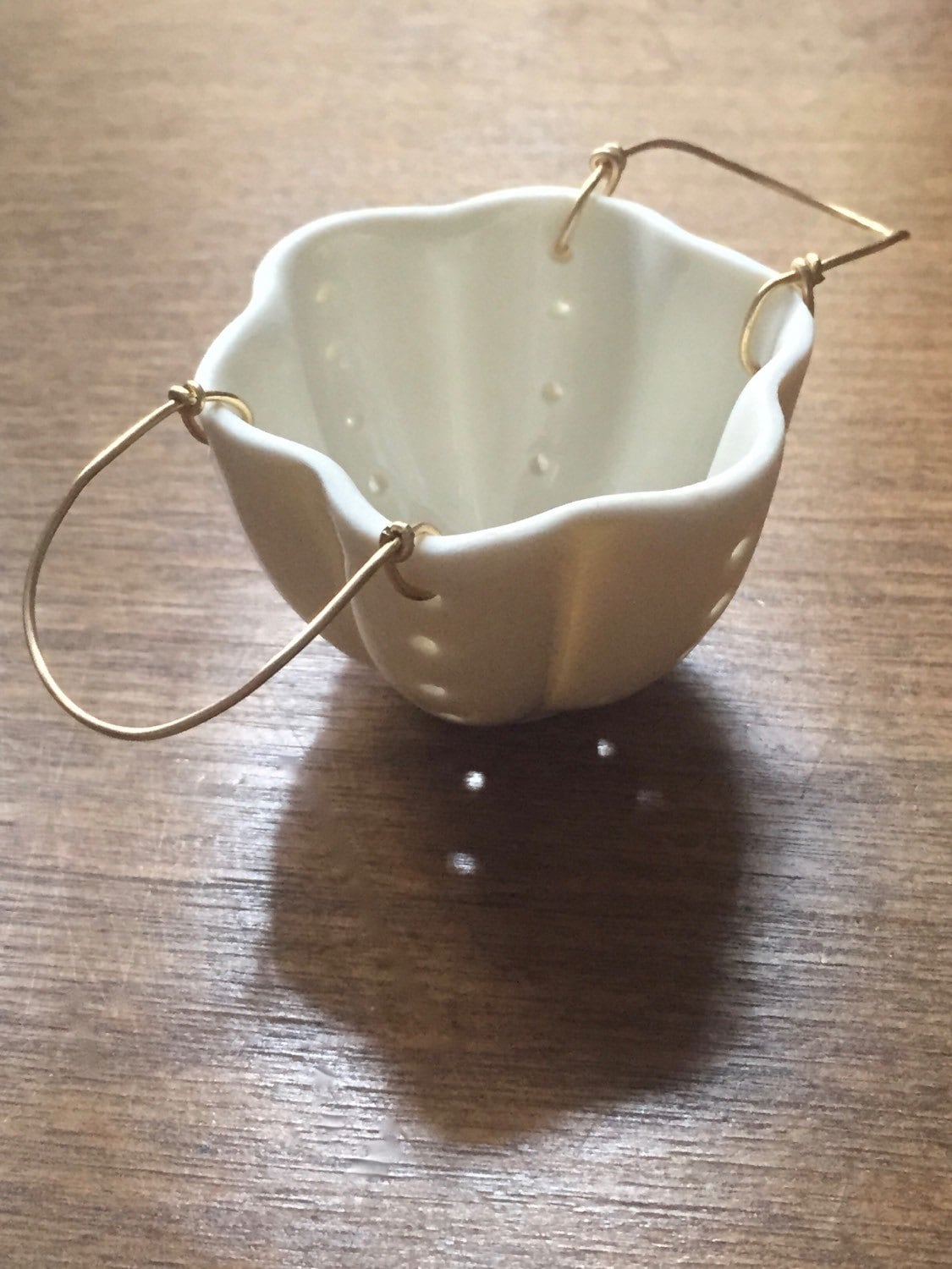 Tea Strainer Porcelain & Brass Ceramic Strainer for Loose