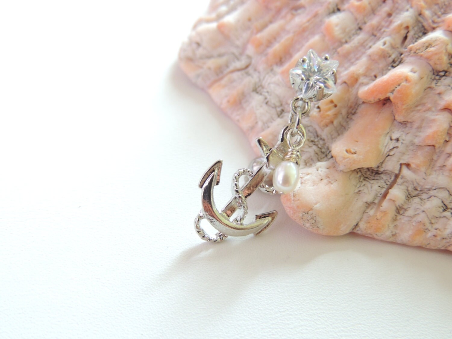 Anchor Belly Button Ring Reverse Dangle Belly Ring Belly