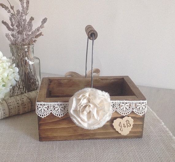 Flower girl basket rustic flower girl wood by AllLavenderandLove