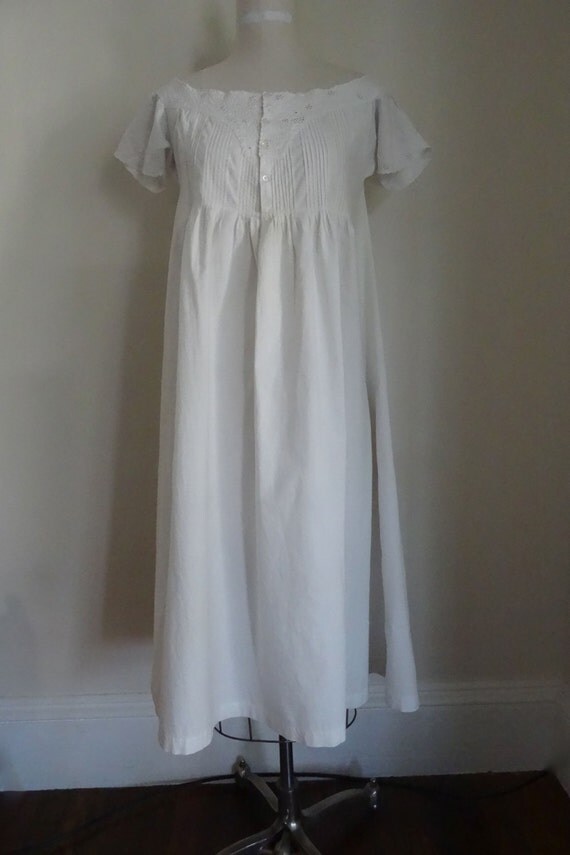 Victorian Dress Nightgown Embroidered Undergarment Cotton
