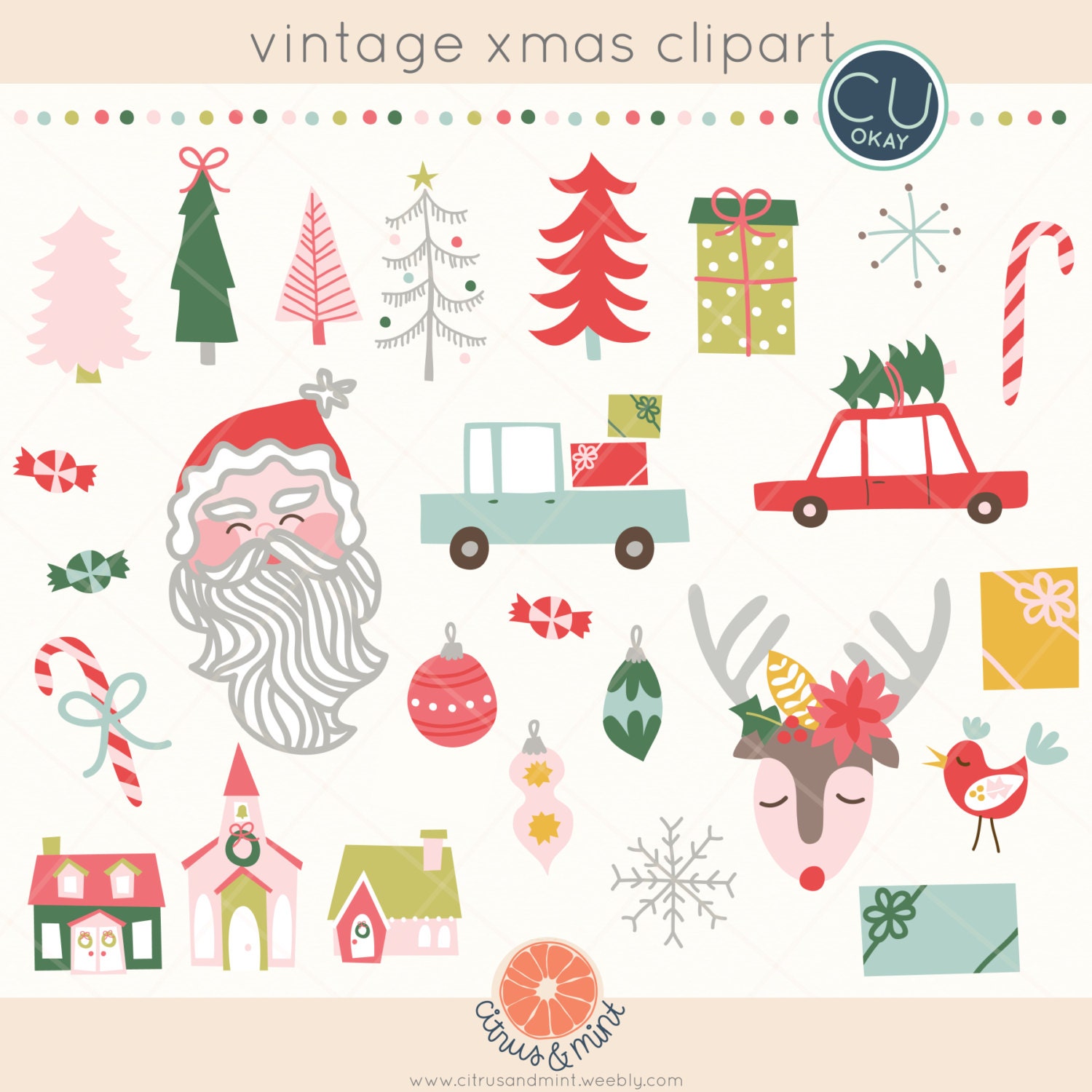 Christmas Clip Art Graphics Vintage Christmas Holiday