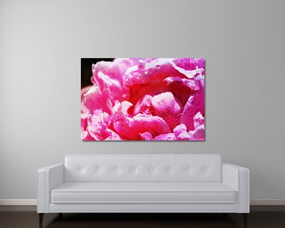 Large canvas art hot pink art large wall art flower canvas