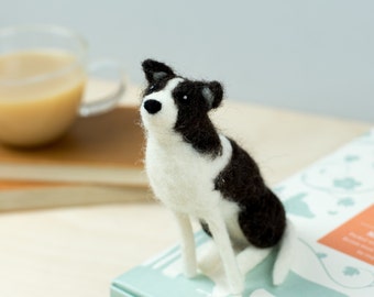 Border Collie Needle Felting Kit - Border Collie Craft Kit - craft kit gift - felt dog project - dog craft kit for adults - textiles project