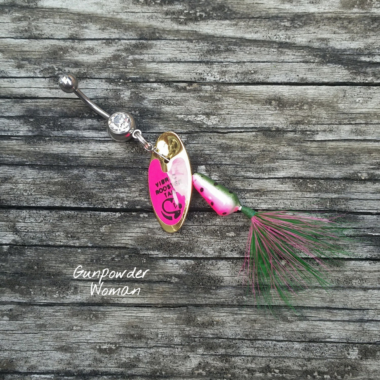 Watermelon Rooster Tail Fishing Lure Navel Belly Button Ring