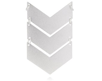 Triple Chevron Pendant, 1 Pc, Silver Chevron Pendant, Arrow Geometric Pendant, Silver Laser Cut Pendnat, Silver Plated Charm, GoldieSupplies