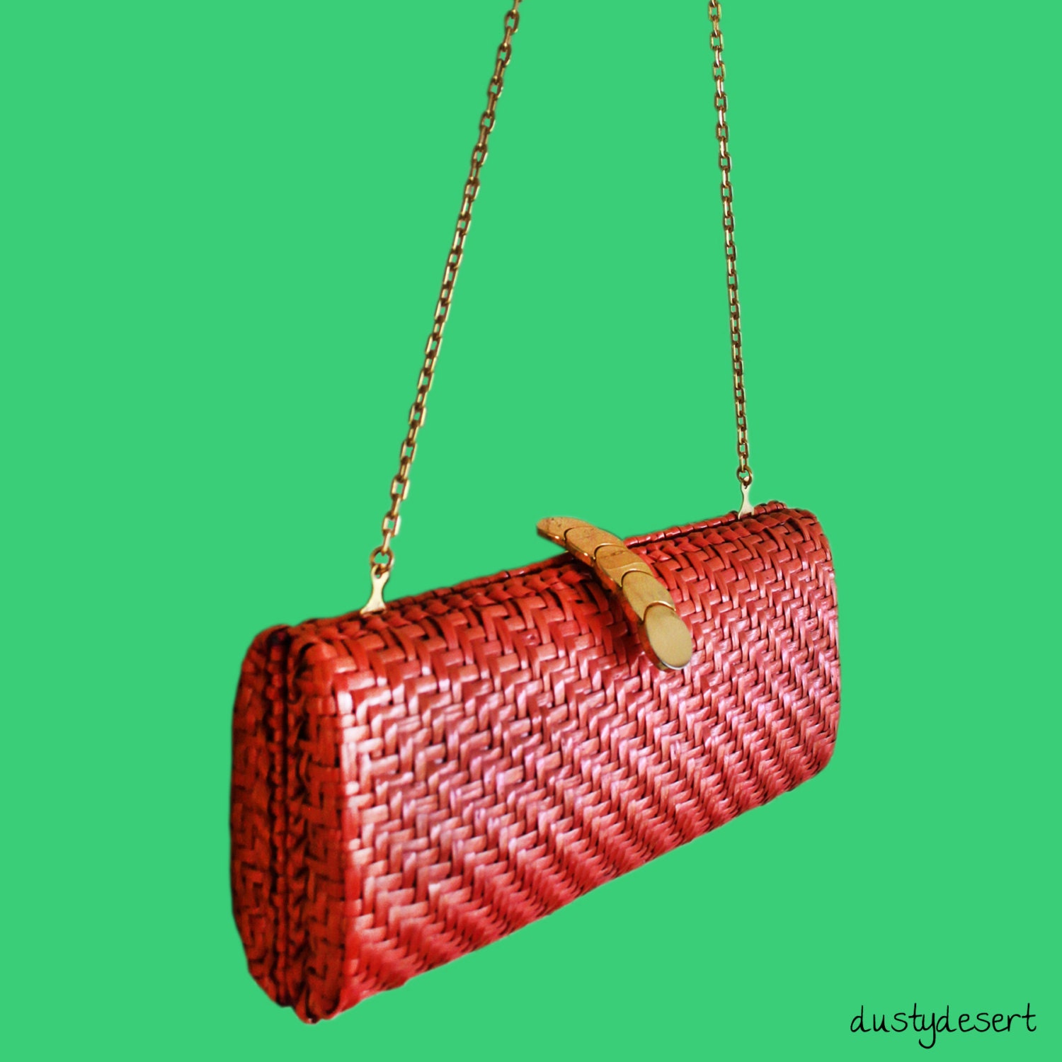 Rodo handbag 1980s Italian red wicker clutch by DustyDesert