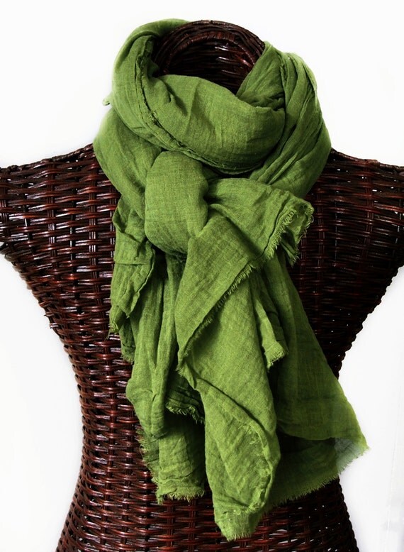 Moss Green Scarf Nomad Hand Dyed Extra Large Scarf