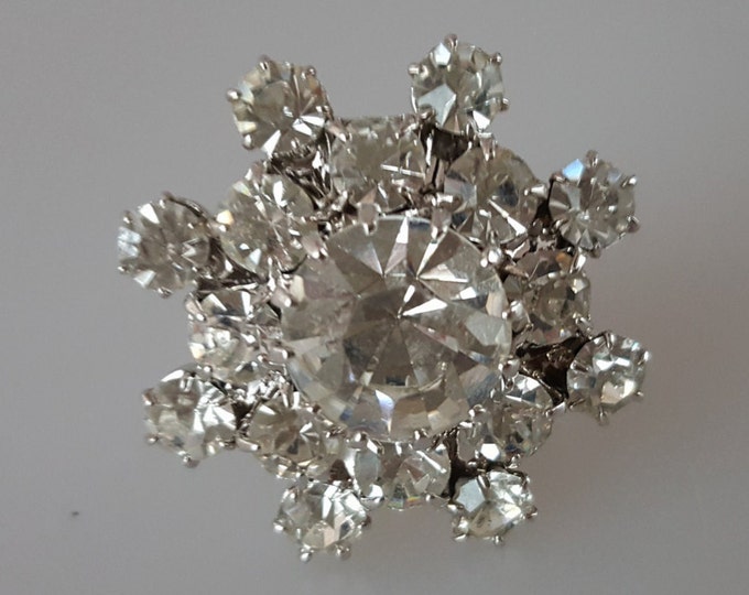 Large Brilliant Crystal Snowflake Ring Czechoslovakia