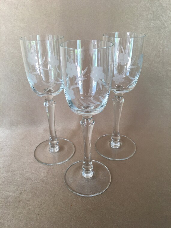 Etched Wine Glasses Dansk BarwareTall Stem Wine Floral